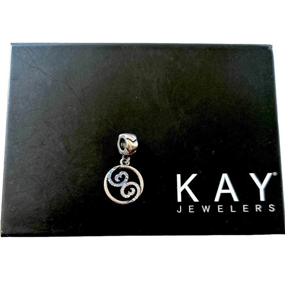 Charmed Memories Charm Sterling Silver Swirl white/Blue CZ Charm NWT